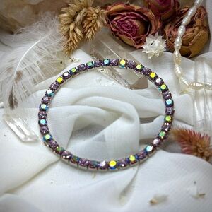 Vintage Aurora Borealis Sparkling Crystal Rhinestone Stretch Layering Bracelet